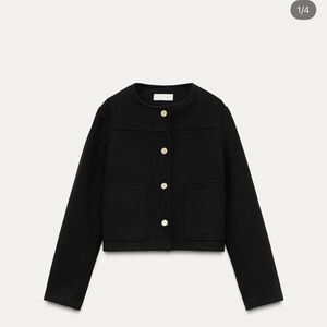 Zara Black Cropped Blazer with Gold Buttons